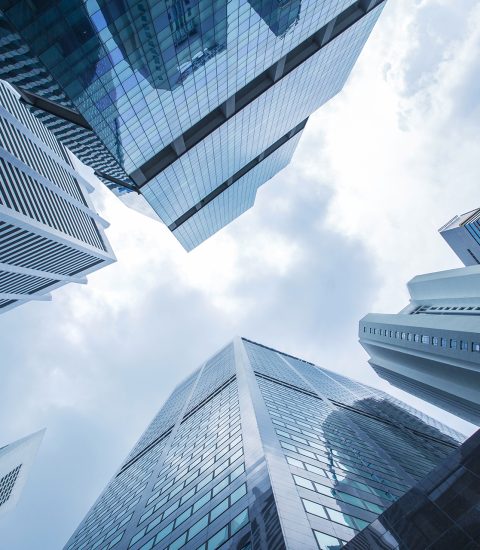 View of modern business skyscrapers glass and sky view landscape View of modern business skyscrapers glass and sky view landscape of commercial building in central city